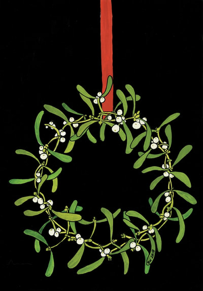 Beth Whittaker mistletoe wreath painting